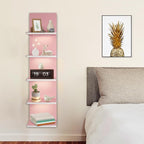 5 Tier Pink Wall Shelf Unit, Pink Shelves, Wall Shelves for Bathroom,Bedroom, Vanity Shelves, Wall Mount Vertical Lack Shelf 