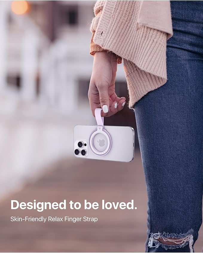 andobil [2026 Unrivaled Stability] Magnetic Phone Grip Holder for MagSafe Ring Stand Holder Kickstand Compatible with MagSafe Accessories for iPhone 17 Air 16 Pro Max Plus 15 14 13 12&Android, Purple
