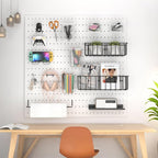 Peg Board Accessories Kit,Pegboard Hooks Assortment with Bins,Cups,Wire Baskets,Paper Towel Holder Can be Used for Pegboard G