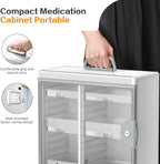 Glosen Medicine Cabinet with Key Wall Mounted Medication Lock Box 【 Silver 15x 6.7 x 13 Inch】 Portable Storage Container Big 