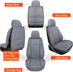 Nappa Leather Car Seat Covers Front Seats, Gray Car seat Protector, Waterproof Car Seat Cushion, Universal Automotive Seat Co