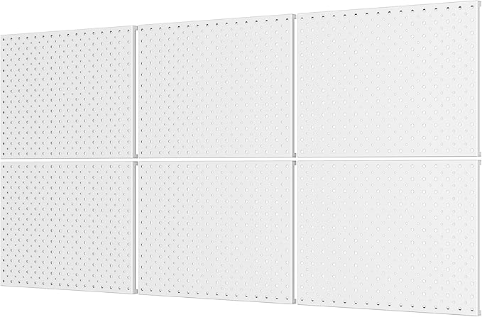 WALMANN 6-Pack 12"x16" Metal Pegboard Panels for Garage, Tool Organizer Pegboards for Pegboard Hooks - Compatible with 1/8" &
