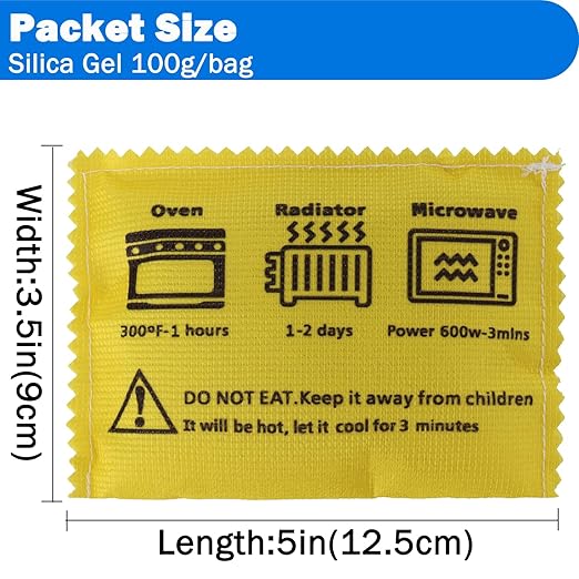 100g Rechargeable Desiccant Silica Gel Beads Pack Lab Desiccants Bag Rechargeable Moisture Absorbing for Storage Bins and