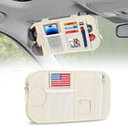 HUANLANG Car Sun Visor Organizer, Tactical Car Accessories with Zipper Storage Pouch, Glasses Clip Card Sleeve Pocket, Multi-Pocket Visor Organizer Fits Most Cars, SUVs, Trucks