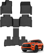 Auxko All Weather Floor Mats Fit for Toyota Sequoia 2023 2024 2025 TPE Rubber Liners Set Sequoia Accessories All Season Guard Odorless Anti-Slip Floor Mats