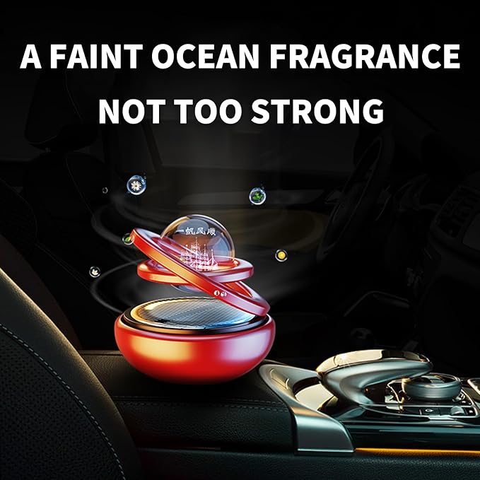 Kwak's Car Air Freshener Solar Energy Rotating Refillable Air Purifier for Car Interior Dashboard Autorotation Decoration Acc