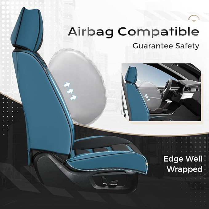 Coverado Car Seat Covers Full Set, Seat Covers for Cars, Front Seat Covers and Back Seat Cover Waterproof Leather Automotive 