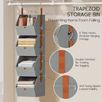 Homsorout Hanging Closet Organizer 4 Tier - Clothes Hanging Shelves, Space-Saving Closet System, Fabric Storage Bins Bedroom 