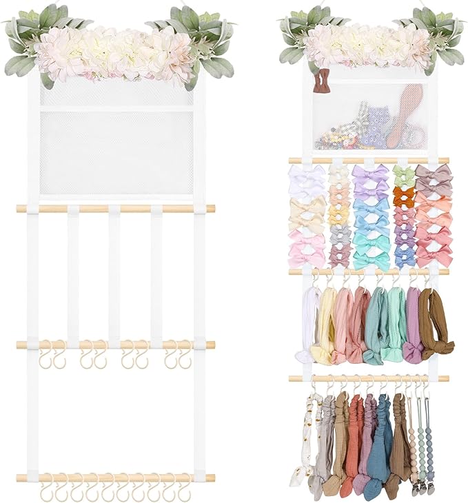 POVETIRE Headband Holder Hair Bows Organizer for Girls, Hair Accessories Display Storage Wall Hanging Decor for Baby Nursery 