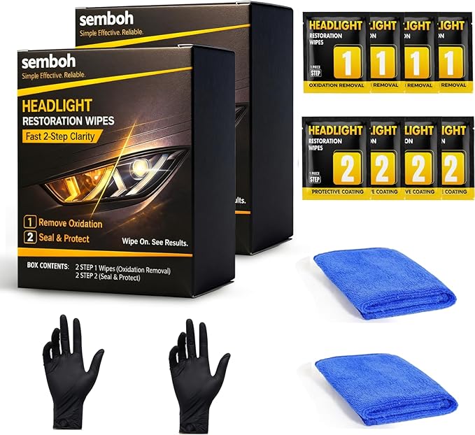 Ceramic Car Headlight Restoration Kit, No Sanding, Removes Yellowing and Cloudiness, Restores Clarity to Like New Look, No Po