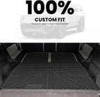 LASFIT Trunk Mat & Backrest Mats for Rivian R1S 2025 2024 2023 2022, All Weather TPE Custom Fit Cargo Liner for R1S Cargo Mat, Black, Easy to Clean