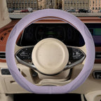 Nappa Leather Purple D Shape Steering Wheel Cover, Advanced Microfiber Leather Non-Slip Breathable Fabric, Warm in Winter and