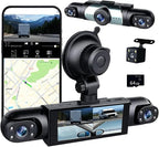4 Channel Dash Cam 360° View, 1080P Front and Rear Inside, Left Right Dash Camera for Cars, Night Vision, WiFi & APP Control,