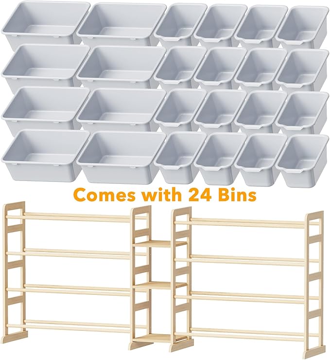 SpaceAid Large Toy Storage Organizer with 24 Bins and 3 Shelves, Toy Organizers Storage Bookshelf, Kids Bin Shelf Box Bookcas