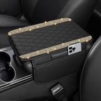 NBTEPEM Bling Car Center Console Cover, Leather Car Arm Rest Cover Cushion with 2 Storage Bags, Universal Auto Armrest Protector, Bling Accessories Interior for Most Vehicles(Gold Champagne Diamond)