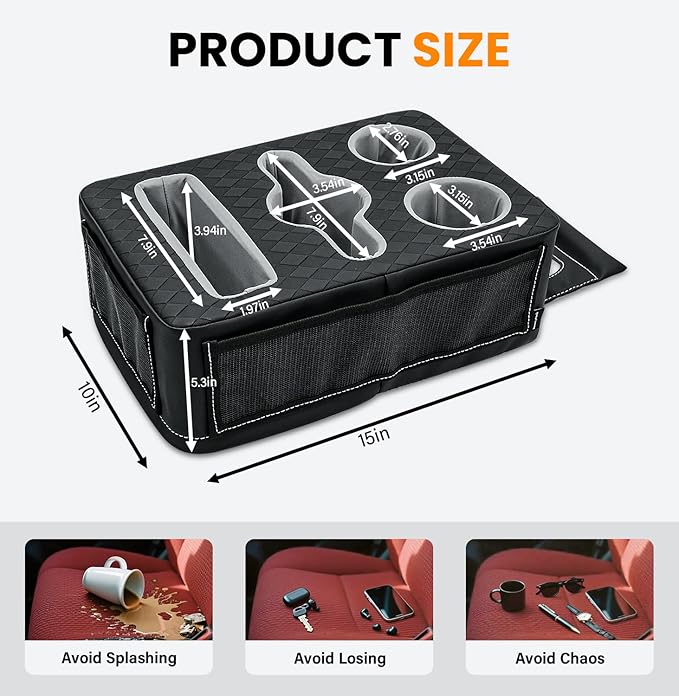 Car Cup Holder, Back Seat Cup Holder for Car, Truck Bed Organizer Boat Couch Bottle Holder Tray Expander Automotive Rear Seat