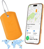 Luggage Tags Built-in Anti-Loss Tracker, Luxury Leather Luggage Tags for Suitcase, Travel Bags, Backpacks, Travel Organizer f