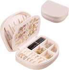 ProCase Travel Size Jewelry Box, Medium Portable Seashell-Shaped Jewelry Case, 2 Layer Jewelry Organizer in PU Leather for Wo
