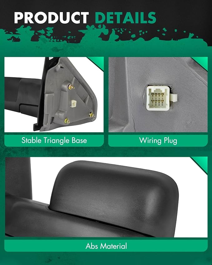 SCITOO Tow Mirror Compatible with for 2002-2008 For Dodge For Ram 1500 2003-2009 For Dodge For Ram 2500/3500 Pickup Truck Power Adjusted Heated No Turn Signal Light Black Towing Mirror LH