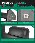 SCITOO Tow Mirror Compatible with for 2002-2008 For Dodge For Ram 1500 2003-2009 For Dodge For Ram 2500/3500 Pickup Truck Power Adjusted Heated No Turn Signal Light Black Towing Mirror LH