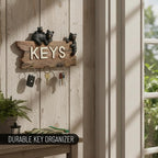 Pine Ridge Bear Key Holder - Decorative Key Hanger for Wall, Black Bear Rustic Key Hooks Organizer for Cabin