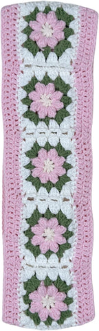 Handmade Crochet Pink and Green Cute Flower Steering Wheel Covers Universal 14-15 inch for Women and Men,New Car Gift,Handmade Gift,Gift for her