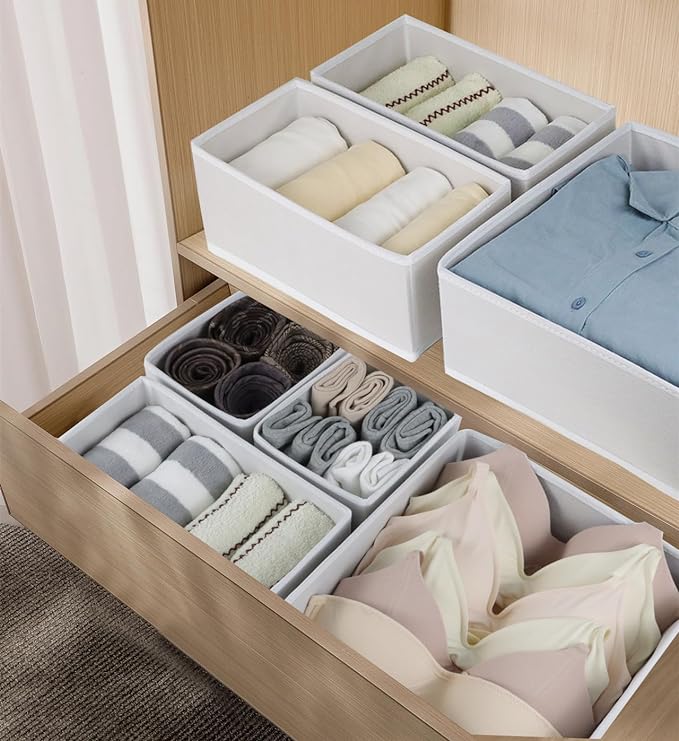 Fordonral 12 Pack Drawer Organizer Clothes, Foldable Fabric Dresser Organizer Closet Organizers and Storage Box for Underwear