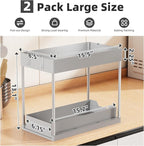 Simple Trending Under Sink Organizer 2 Pack, Sink Pull-Out Sliding Storage Cabinet, 2-Tier Under Shelf Organizer for Kitchen 