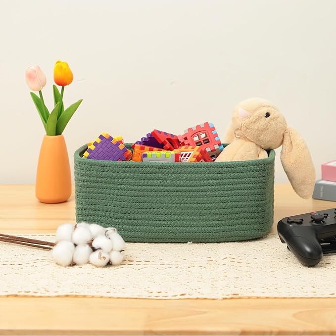 MiniArk Small Storage Baskets for Organizing | Closet Organizer Bins | Shelf Toy Basket | Woven Rope Baskets | Cube Decorativ