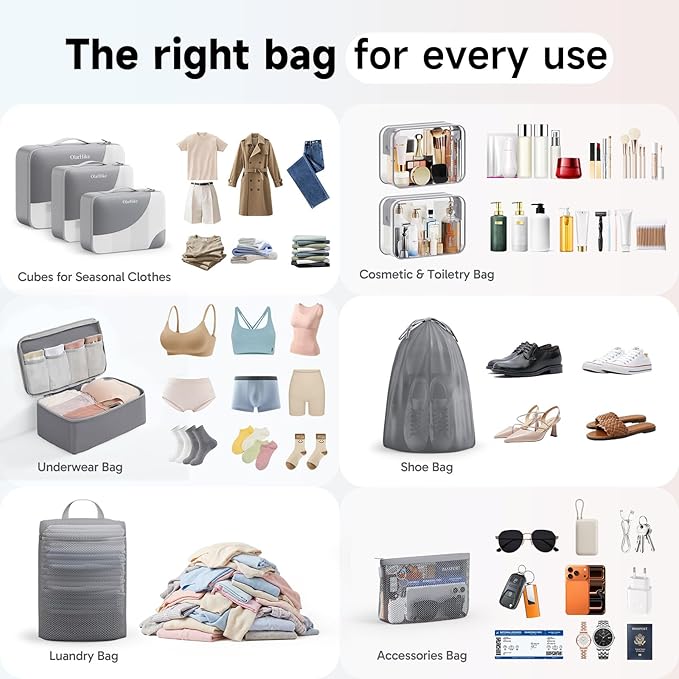 11 Set / 9 Set Packing Cubes for Travel,Gifts for Women Mom Kids,TSA Approved Bags for Makeup, Cosmetic, Toiletry, Organizers