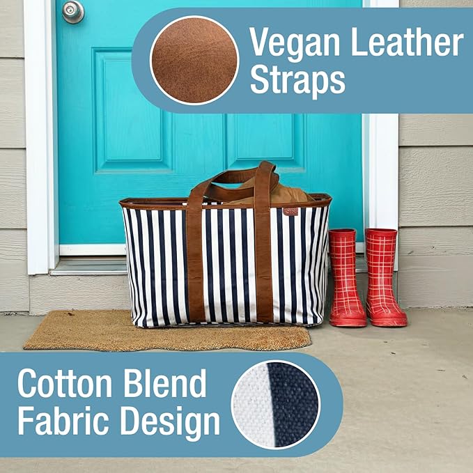 CleverMade Collapsible LUXE Tote - Reusable Grocery Shopping Storage Bag Organizer w/Handles Reinforced Bottom