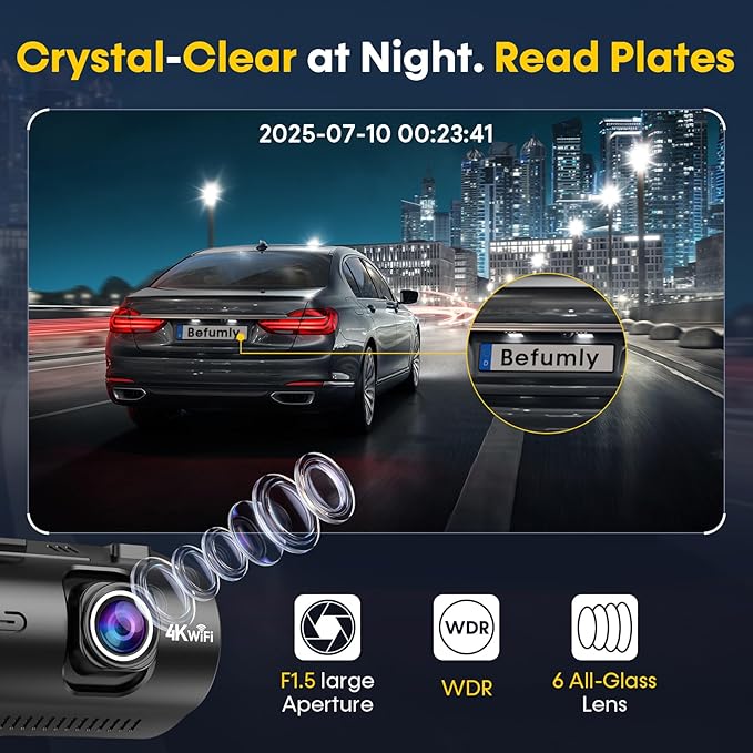 Front and Rear Dash Cam for Car: 4K+1080P Dual Dashcam Record Every Moment for Accident Evidence - 5G WiFi Quick Video Access