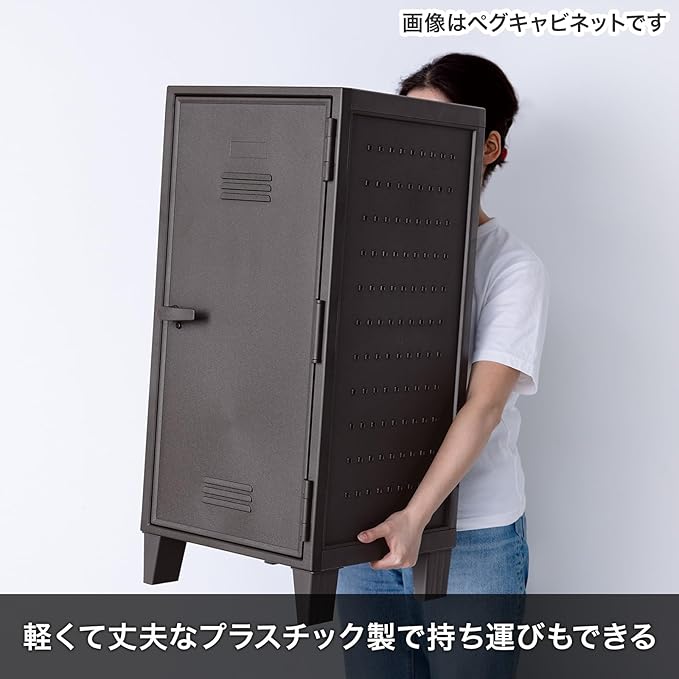TENMA Dark Gray Locker-Shaped Storage Box, 14.0 x 14.0 x 30.0 inches, Fits Peg Cabinet, Vintage, Industrial, 4 Height Shelves
