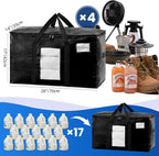 TAILI Extra Large Moving Bags, 4 Pack Black Heavy Duty Totes For Storage with Visible Window, Wrap Around Handles, Storage Ba