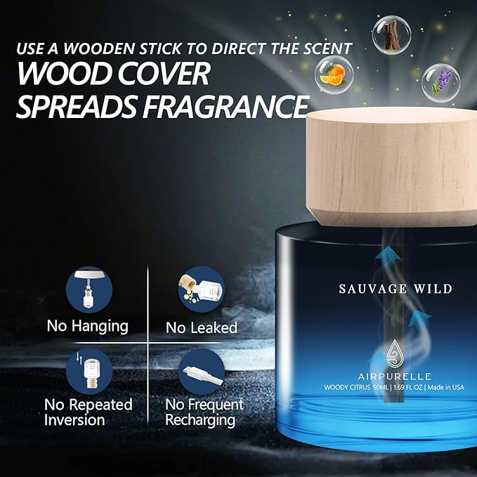 Car Air Freshener 50ML (1.7 FL OZ) Car Air Fresheners Diffuser, Woody Citrus Fragrance Oil Car Air Freshner, 180+ days Long L
