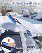 33'' Snow Brush and Ice Scraper for Car Windshield, Aluminum Extendable Snow Removal Tool for Car Window with Foam Grip, Soft Broom Head for Car SUV Vehicle Winter Accessories