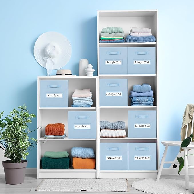 artsdi 11x11 storage cube bins (Set of 10) Foldable Fabric storage cubes with 10 Labels Window Cards & a Pen,11 inch cube sto