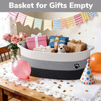 Large Dog Toy Basket, 19.7" X 11" X 7.9" Woven Baskets for Dog Cat Storage, Toy Basket with Handles for Nursery, Living Room,