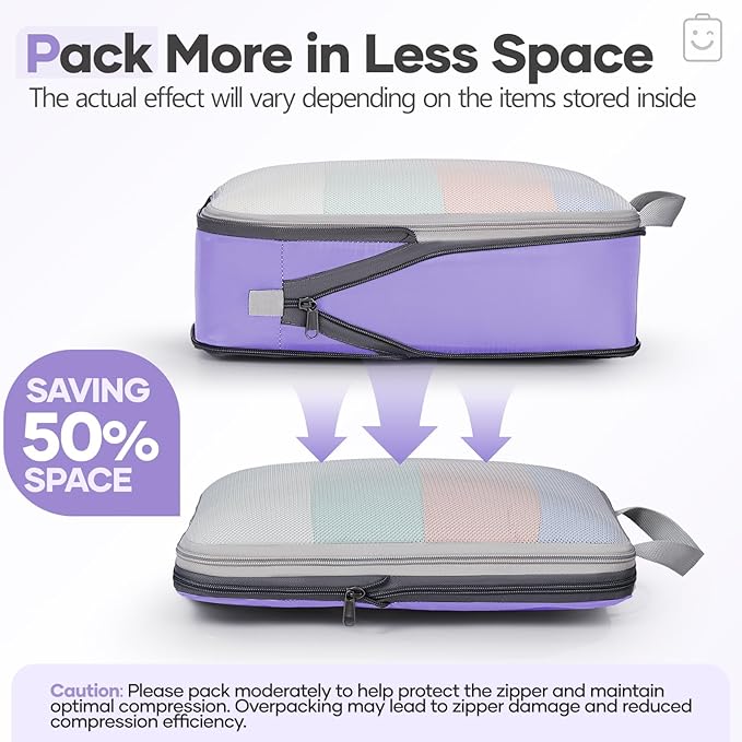 Veken 9/11 Set Compression Packing Cubes for Travel Essentials,Compressible Expandable Large Luggage Suitcase Organizer Bags 
