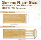 8 Pcs Deep Bamboo Drawer Dividers, Deep Kitchen Dresser Drawer Organizer with Spring Loaded for Clothes, Adjustable Expandabl