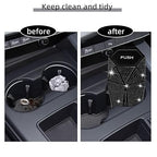 NBTEPEM Bling Car Trash Can with Lid, Bling Car Accessories Trash Bin, Leakproof Auto Garbage Can with 30 Trash Bags, Multipurpose Organizers and Storage for Home, Office (Black Diamond)
