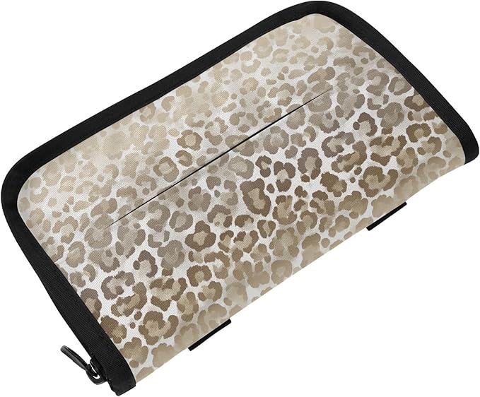 Car Tissue Holder Car Visor Organizer Tissue Box Holder for Car Sun Visor Organizer with Car Vehicle Accessories Essentials Interior for Women Men Brown and Beige Leopard Print