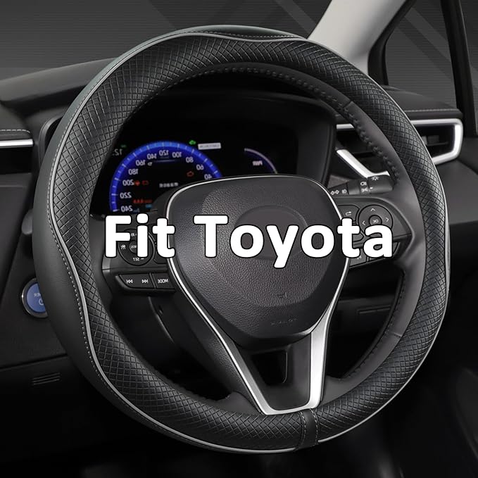 West Llama Microfiber Leather Steering Wheel Cover for Toyota, Textured Design, Custom Fit for 14.5-15 inch, Durable & Comfor