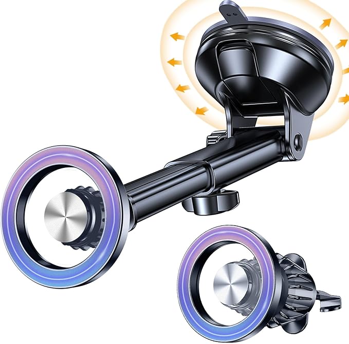 Coolpow for MagSafe Car Mount【Windshield+Vent+Dash】Magnetic Phone Holder for Car Phone Holder Mount Cell Phone Holders for Your Car Accessories Suction Phone Mount for Car Truck Stand for iPhone 17 16