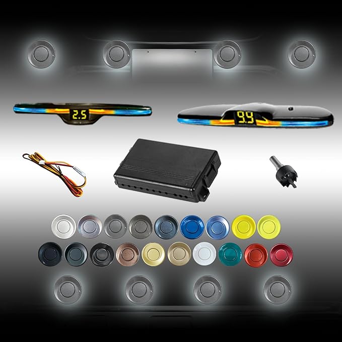 New Features Forward and Reverse Parking sensors, Option to Measure Distance in inches, bidirectional Display Option, and Customizable Digital Direction 18 Color Probes to Choose from(Light Grey)