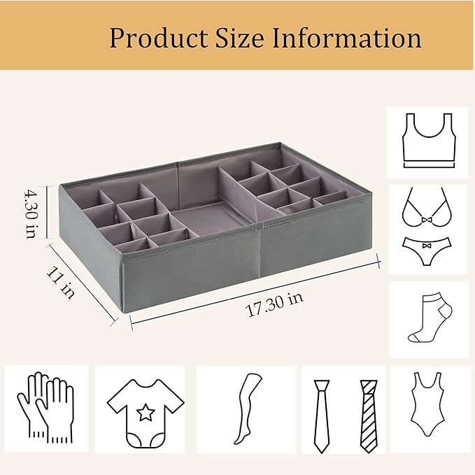 Drawer Organizer Clothes, Adjustable Dividers and Can Change the Size of the Dividers According , Can be Used in the Bedroom,
