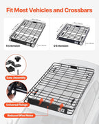 VEVOR Roof Rack Basket, 64 x 50 x 4.1 in, Universal Rooftop Cargo Carrier with Two 35.4 x 39.4 in Cargo Net,150 lbs Max Car Top Luggage Holder, 4.1 in Fence, Anti-Rust Alloy Steel, for SUV Truck Car