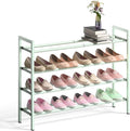 Bumusty 4-Tier Expandable Shoe Rack for Closet, 18“-33” Adjustable Shoe Rack for Small Space, Small Shoe Organizer for Front 