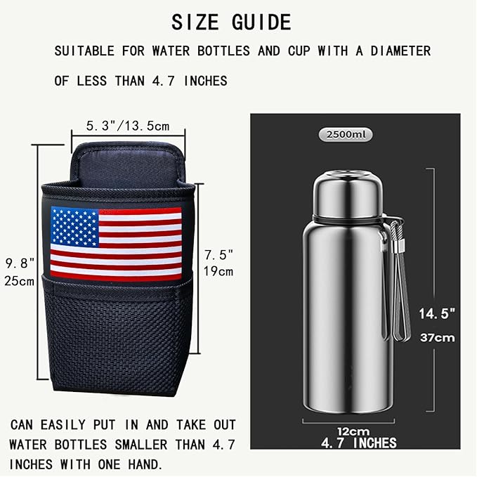 Large Car Cup Holder Expander, Fits Large 24/36/40/46oz Water Bottles, Big Drinks Holder Bag- Universal Auto Vehicle for Cars