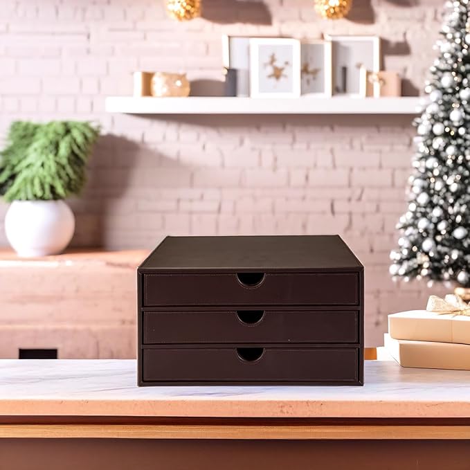 UnionBasic Document Organizer, 3-Drawer File Cabinet Document Storage Box, Office Desktop Filing Organizer, Port Royale
